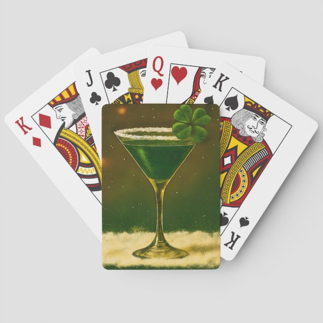 Retro 50s 4 Leaf Clover Irish Christmas Martini Casinokort (Baksidan)