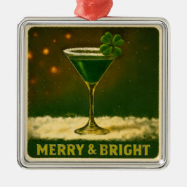 Retro 50s 4 Leaf Clover Irish Christmas Martini Julgransprydnad Metall