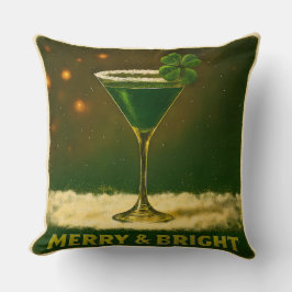 Retro 50s 4 Leaf Clover Irish Christmas Martini Kudde