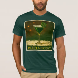 Retro 50s 4 Leaf Clover Irish Christmas Martini T Shirt