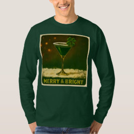 Retro 50s 4 Leaf Clover Irish Christmas Martini T Shirt