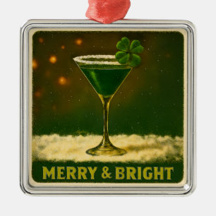 Retro 50s 4 Leaf Clover Irländsk jul Martini Julgransprydnad Metall