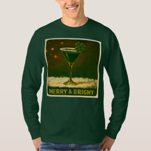 Retro 50s 4 Leaf Clover Irländsk jul Martini T Shirt