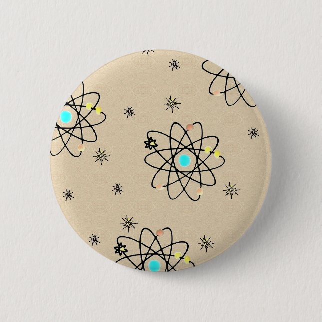Retro 50s AtomPrint Sand Apparel & Gifts Knapp (Framsida)