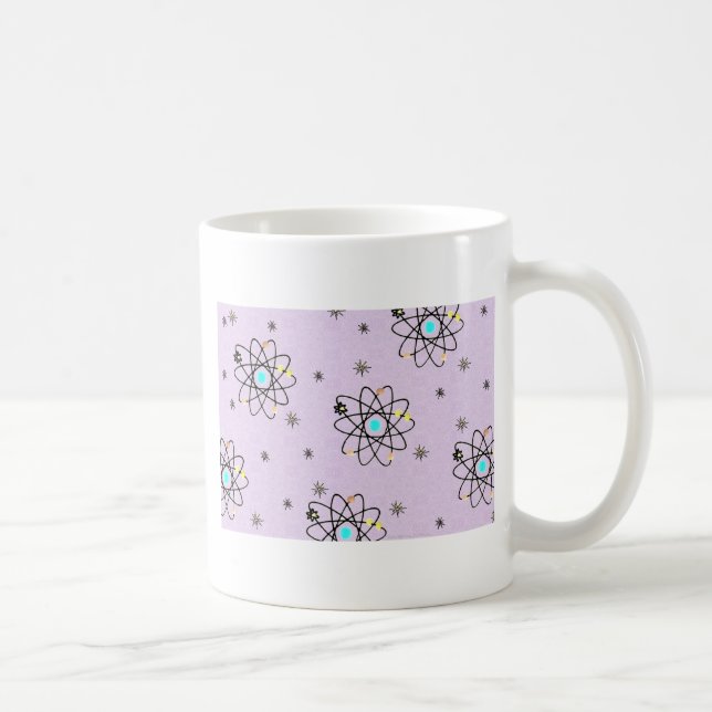Retro 50s Atomutskrift Lavender Apparel & presente Kaffemugg (Höger)