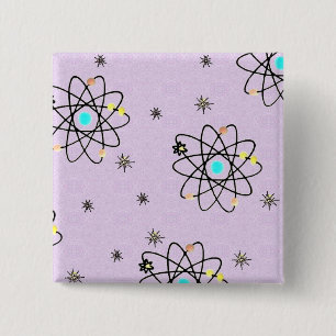 Retro 50s Atomutskrift Lavender Apparel & presente Knapp