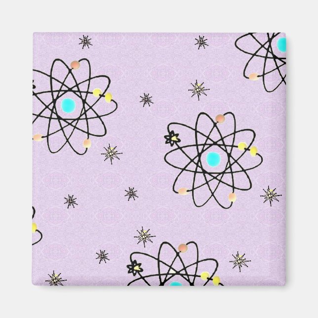 Retro 50s Atomutskrift Lavender Apparel & presente Magnet (Framsidan)