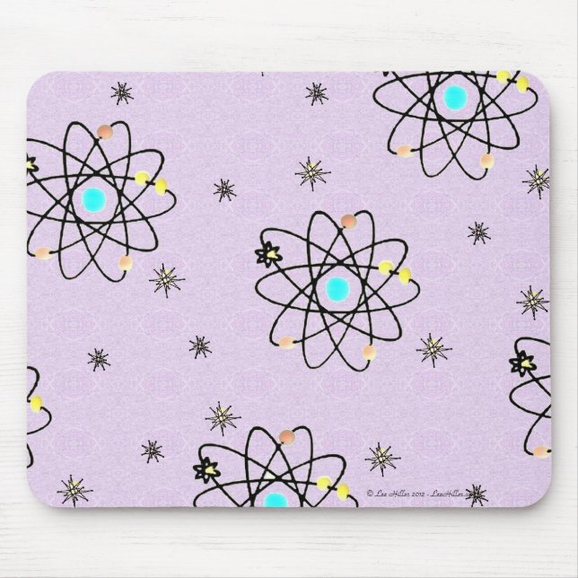 Retro 50s Atomutskrift Lavender Apparel & presente Musmatta (Framsidan)