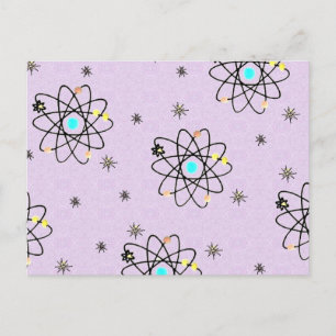 Retro 50s Atomutskrift Lavender Apparel & presente Vykort