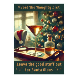 Retro 50s Avoid The Naughty List Christmas Martini Fototryck