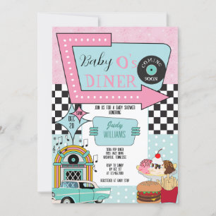 Retro 50s-babyvisningsprogram inbjudningar