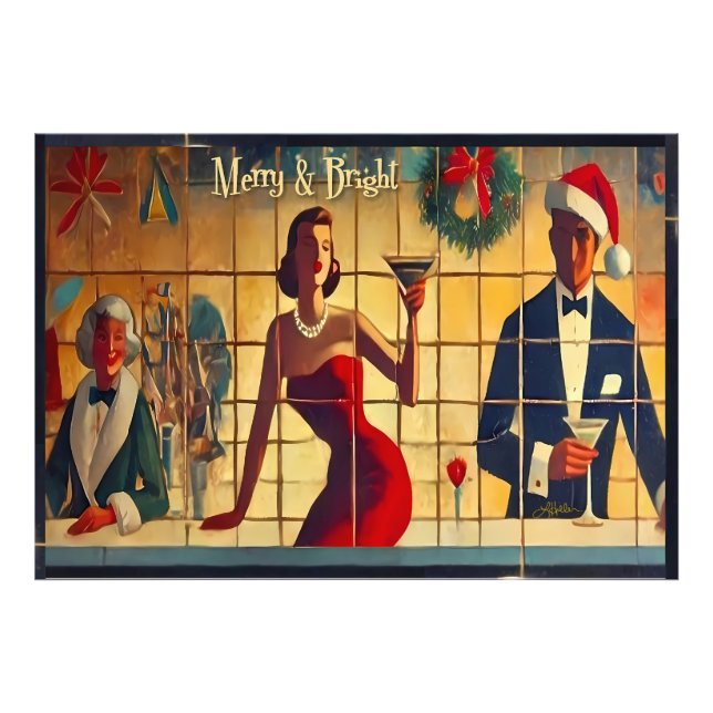 Retro 50s Christmas Eve Bar Last Call Martini Fototryck (Framsidan)