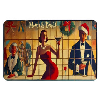 Retro 50s Christmas Eve Bar Last Call Martini Magnet
