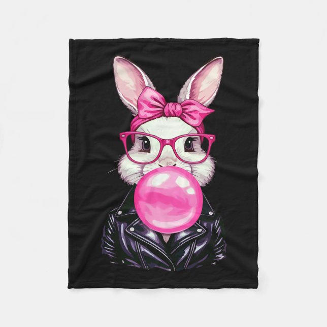 Retro 50's Cute Påskhare Bubble Gum 7 Fleecefilt (Framsidan)