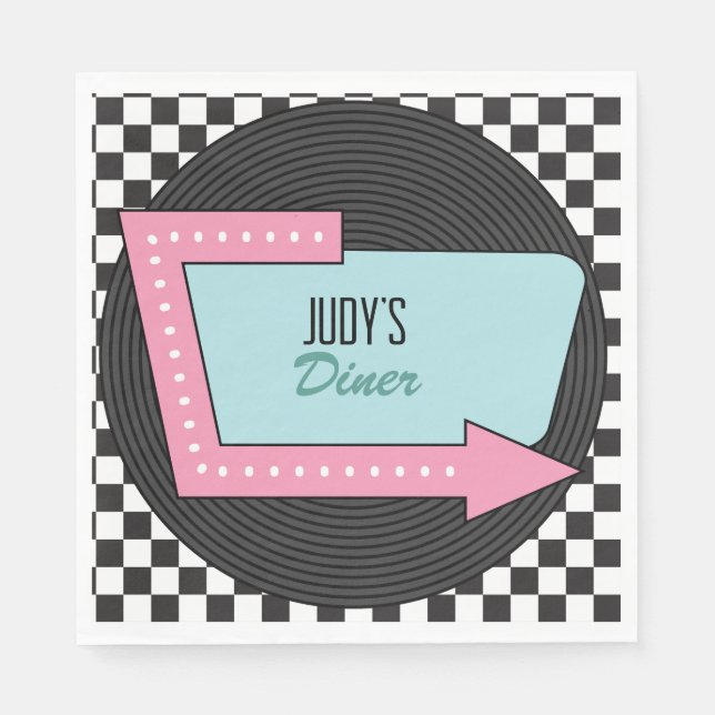 Retro 50s-Födelsedagsfest Pappersservett (Framsidan)