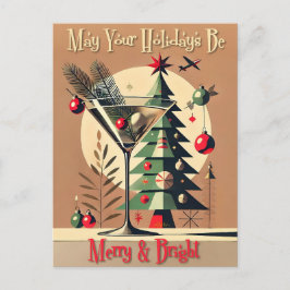 Retro 50s Jet Set Julgran Martini Vykort