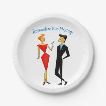 Retro 50s Man Woman Couple Cocktail Party