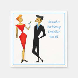 Retro 50s Man Woman Couple Cocktail Party Pappersservett
