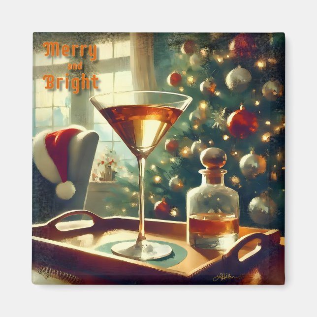 Retro 50s Manhattan Martini för Santa Magnet (Framsidan)