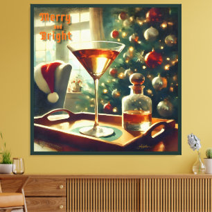 Retro 50s Manhattan Martini För Tomte Canvastryck