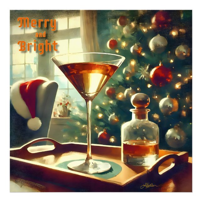 Retro 50s Manhattan Martini För Tomte Fototryck (Framsidan)