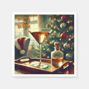 Retro 50s Manhattan Martini För Tomte Pappersservett