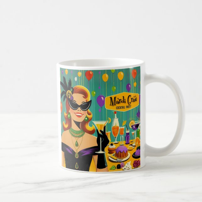 Retro 50s Mardi Gras Cocktail Party Kaffemugg (Höger)