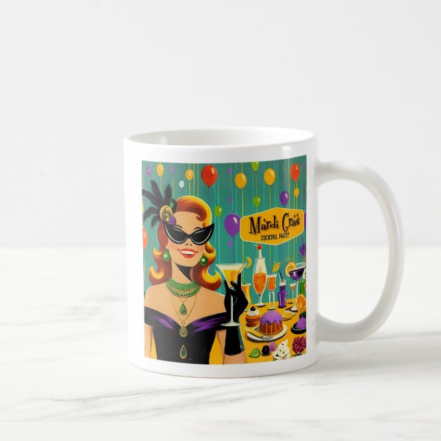Retro 50s Mardi Gras Martini Cocktail Party Kaffemugg (Höger)