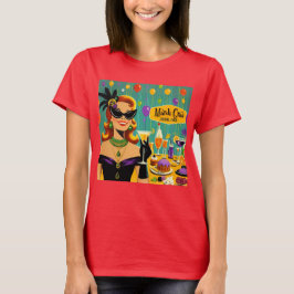 Retro 50s Mardi Gras Martini Cocktail Party T Shirt