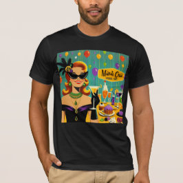 Retro 50s Mardi Gras Martini Cocktail Party T Shirt