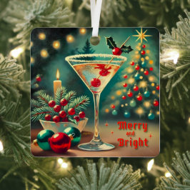 Retro 50s Merry Bright jul Cocktail Martini Julgransdekoration