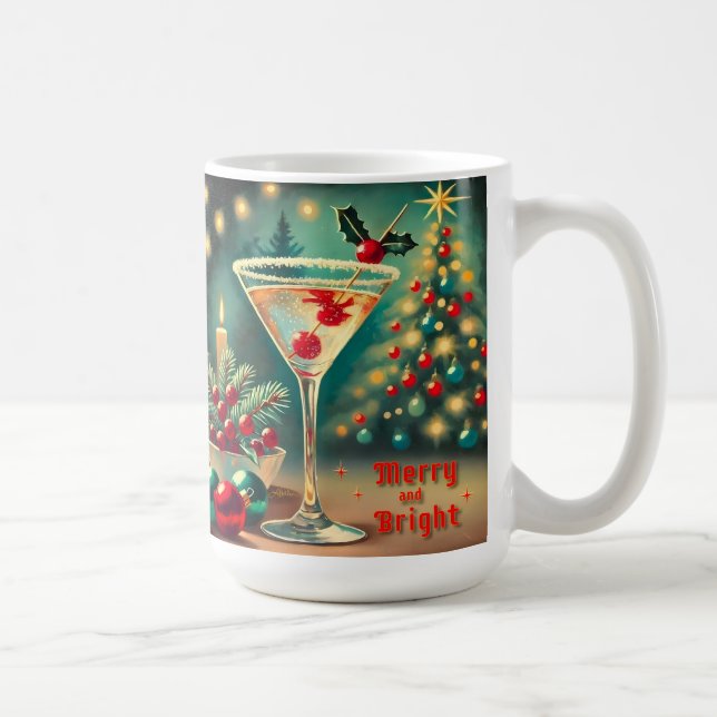 Retro 50s Merry Bright jul Cocktail Martini Kaffemugg (Höger)