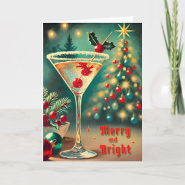 Retro 50s Merry Bright jul Cocktail Martini Kort