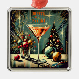 Retro 50s Merry & Bright Jul Martini Julgransprydnad Metall
