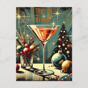 Retro 50s Merry & Bright Jul Martini Vykort