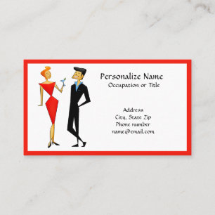 Retro 50s par Party Planner Host Red & Black Visitkort