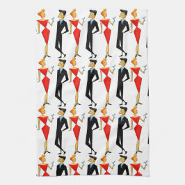 Retro 50s par röda svarta dockor Party Kökshandduk