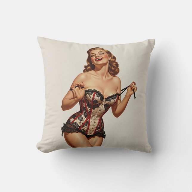 Retro 50's Pin-up Beauty Kudde (Framsida)