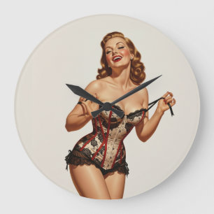 Retro 50's Pin-up Beauty Stor Klocka