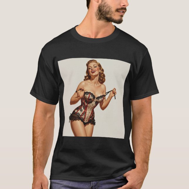 Retro 50's Pin-up Beauty T Shirt (Framsida)