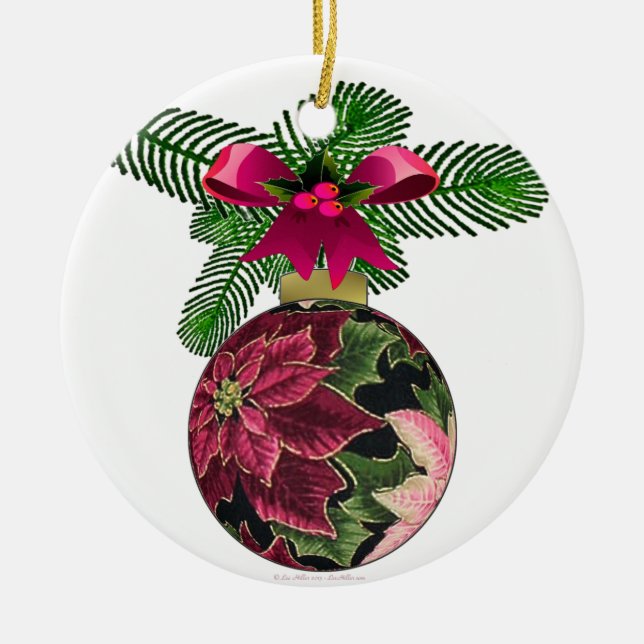 Retro 50s Poinsettia Burgundy Ornament (Framsidan)