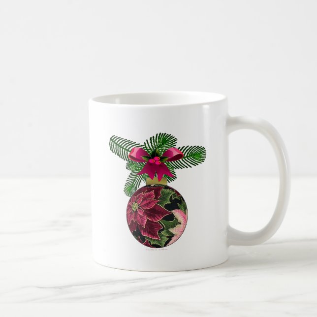 Retro 50s Poinsettia Burgundy Ornament Kaffemugg (Höger)