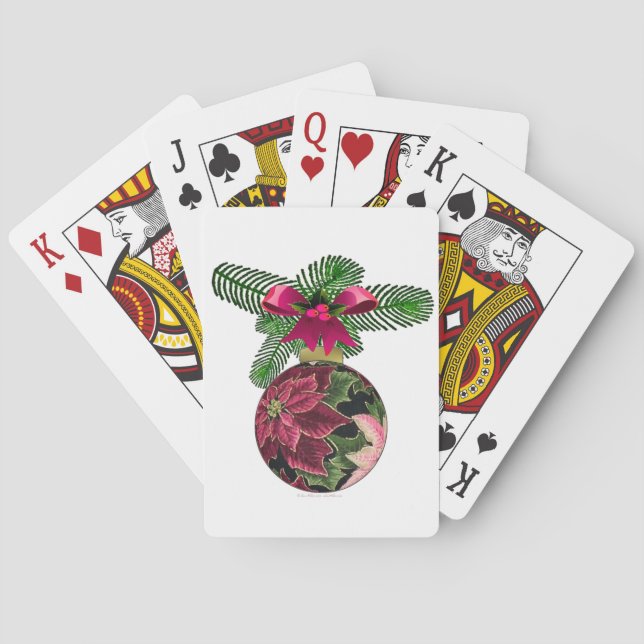 Retro 50s Poinsettia Burgundy Ornament Kortlek (Baksidan)