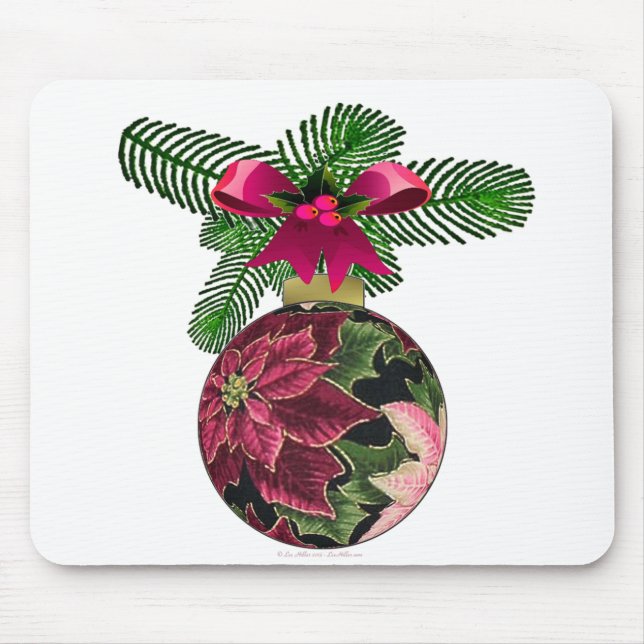 Retro 50s Poinsettia Burgundy Ornament Musmatta (Framsidan)