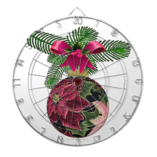 Retro 50s Poinsettia Burgundy Ornament Piltavla (Framsidan)