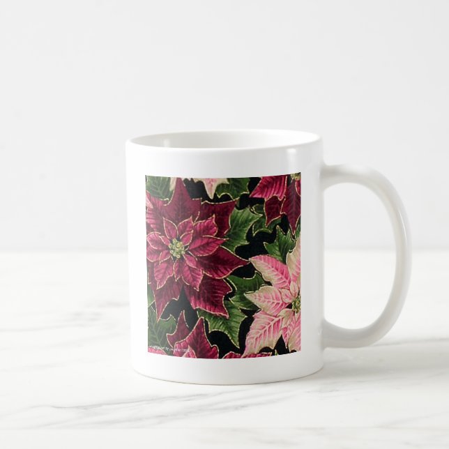 Retro 50s Poinsettia Burgundy Rosa Kaffemugg (Höger)