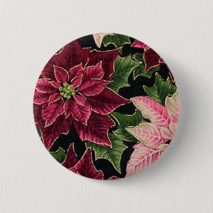 Retro 50s Poinsettia Burgundy Rosa Knapp