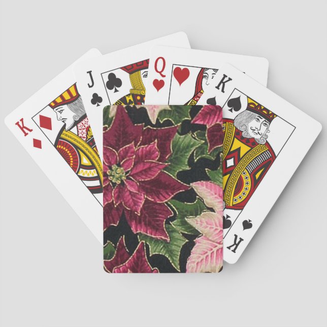 Retro 50s Poinsettia Burgundy Rosa Spel Kort (Baksidan)