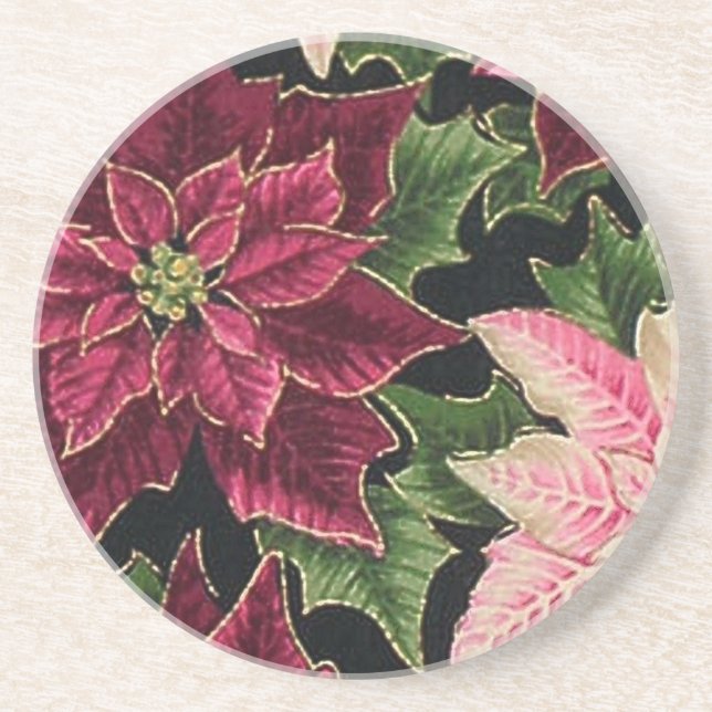 Retro 50s Poinsettia Burgundy Rosa Underlägg (Framsidan)