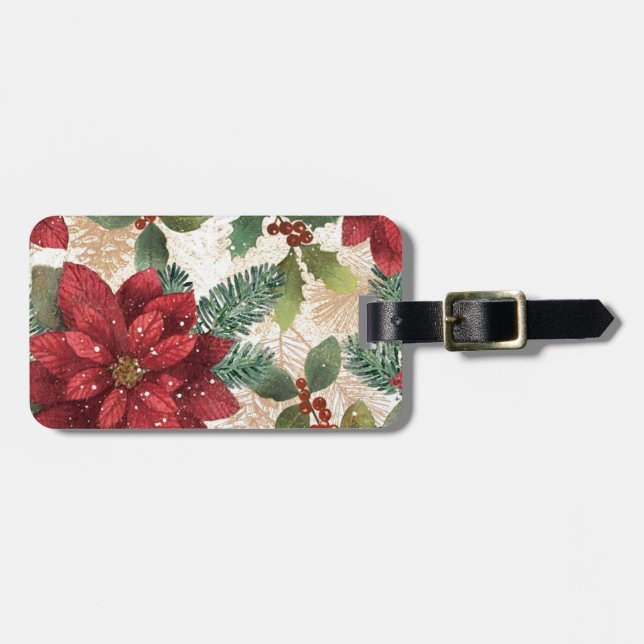 Retro 50s Poinsettia Red Grönt Cream Bagagebricka (Horisontell Framsida)